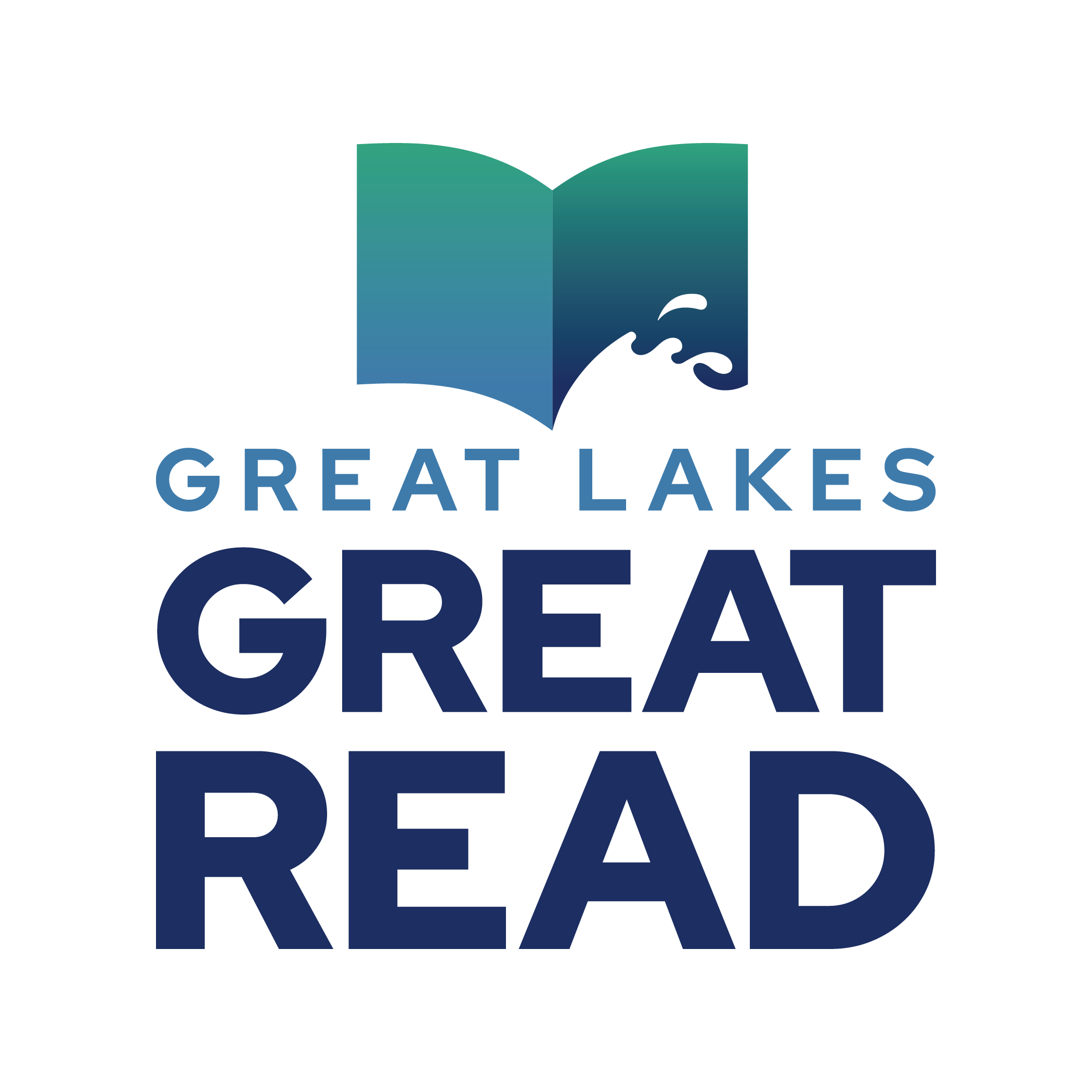 Image of a book with a wave on the cover that says "Great Lakes, Great Read"